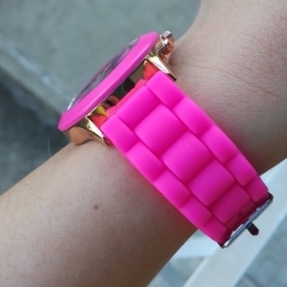 Unisex Neon Pink Trefoil Sports Fashion Watch - Picture 3 of 4
